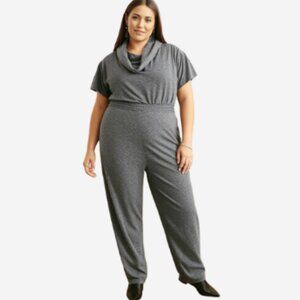 Lane Bryant Jumpsuit 1 Piece Women Size 4X (26-28)Grey Cowl Neckline Pockets Y2K